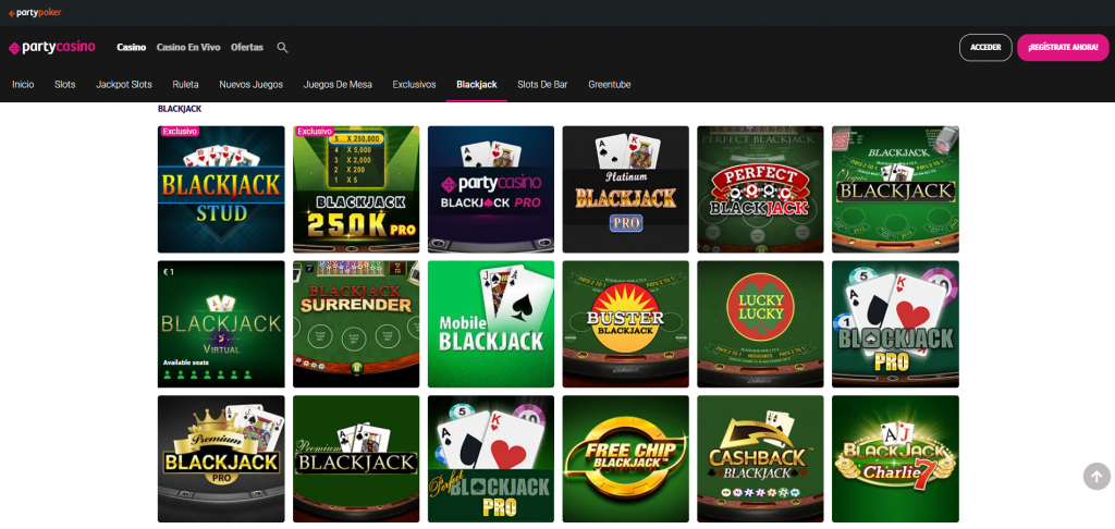 Variantes de blackjack en Party Casino